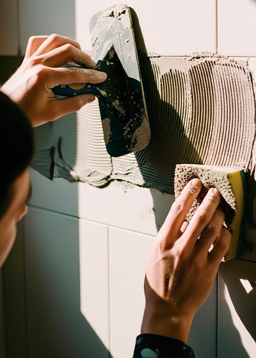 Colocación de porcelánico rectificado con sistema de nivelación