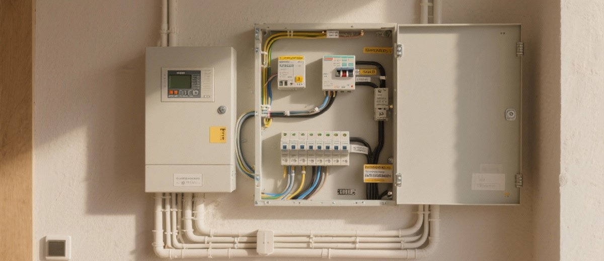 Cuadro eléctrico con diferenciales y magnetotérmicos etiquetados en vivienda de Pontevedra